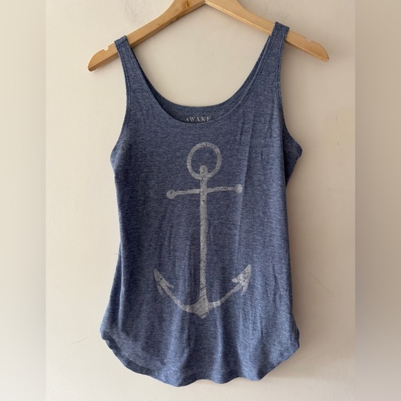 Light Blue Nautical Ribbed Anchor Tank Top - Picture 1 of 4